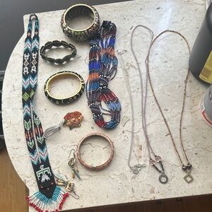 Jewelry Bag: Colorful Necklaces, enamel bracelets and earrings.
